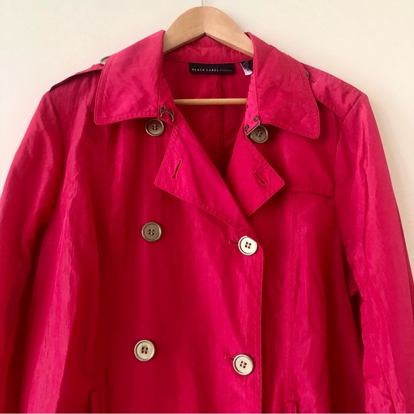 Chico’s Black Label Fuchsia Trench Coat Size Large 12 - Picture 2 of 10